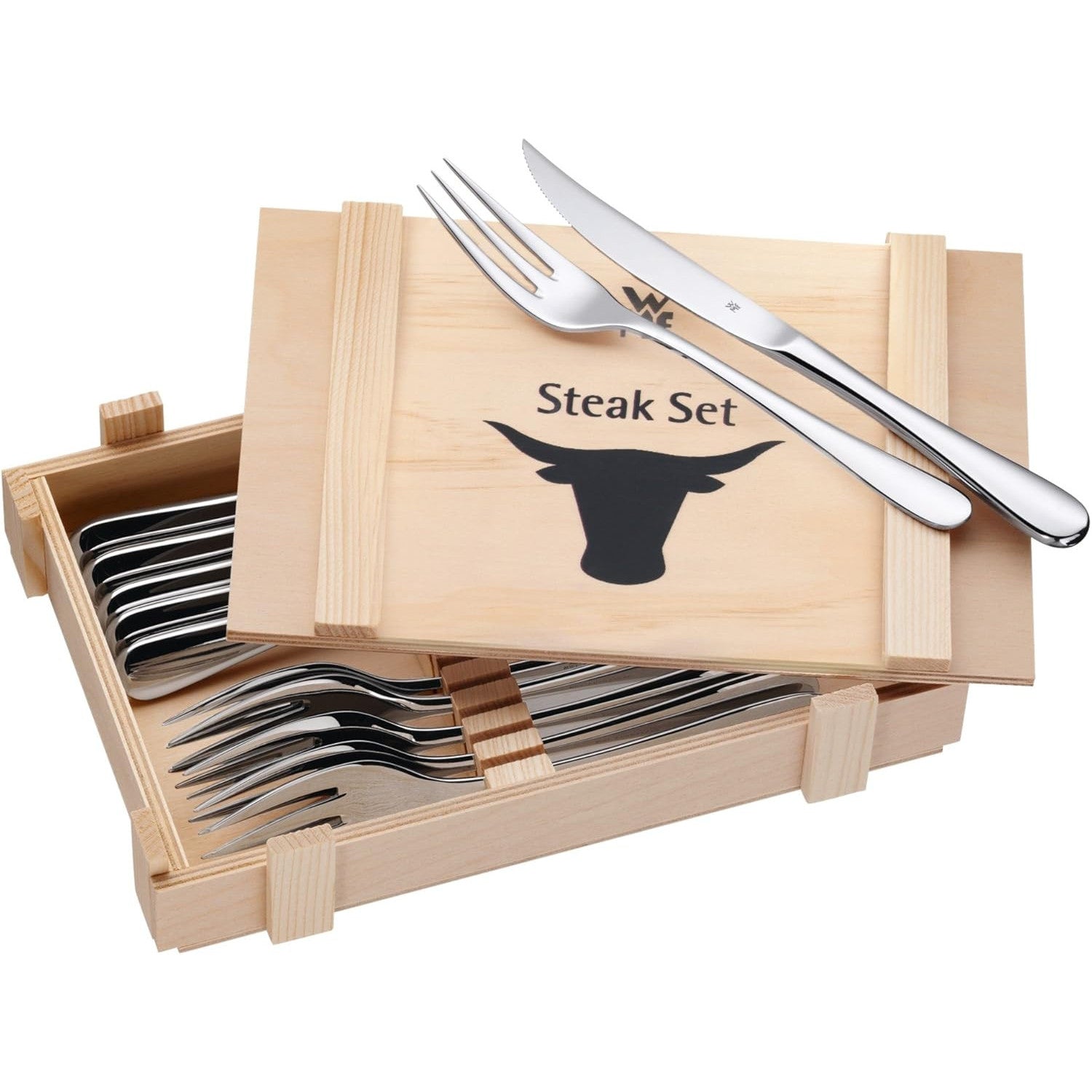 WMF Premium 12-Piece Steak Cutlery Set – Sharp Serrated Knives for Grilling